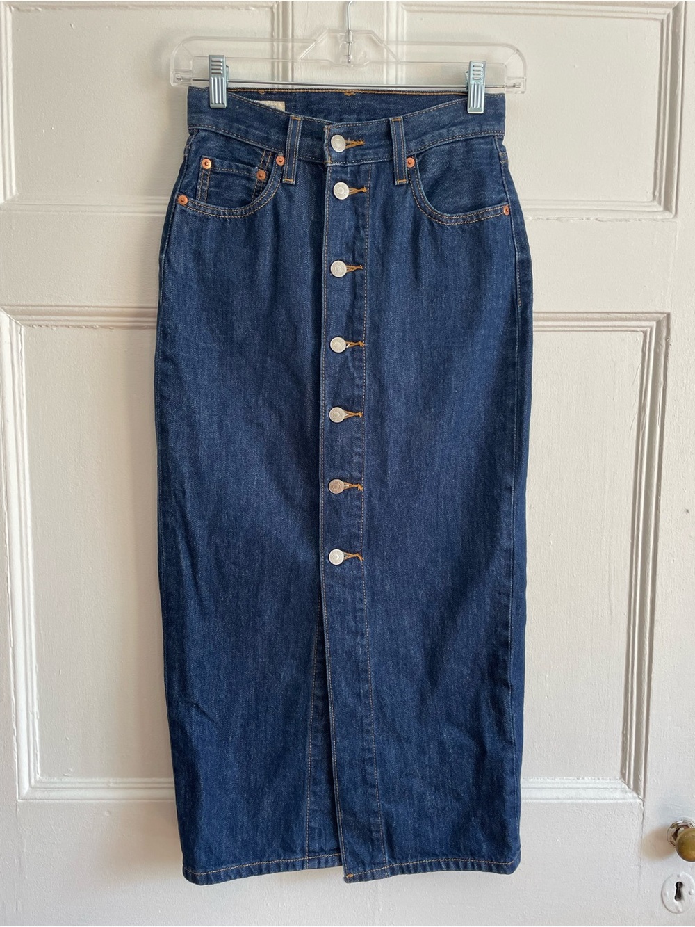 Levi Strauss | 90s Button-Front Dark Blue Denim Maxi Skirt